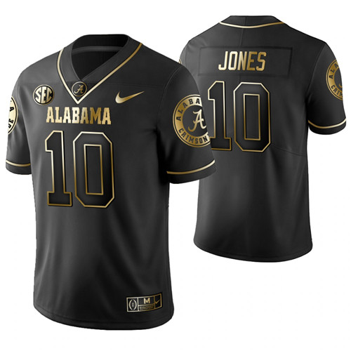 Alabama Crimson Tide 10 Mac Jones Golden Edition Limited College Football Jerseys Black