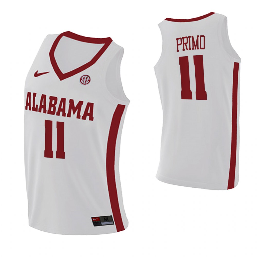 Alabama Crimson Tide 11 Joshua Primo College Basketball Swingman Jersey White
