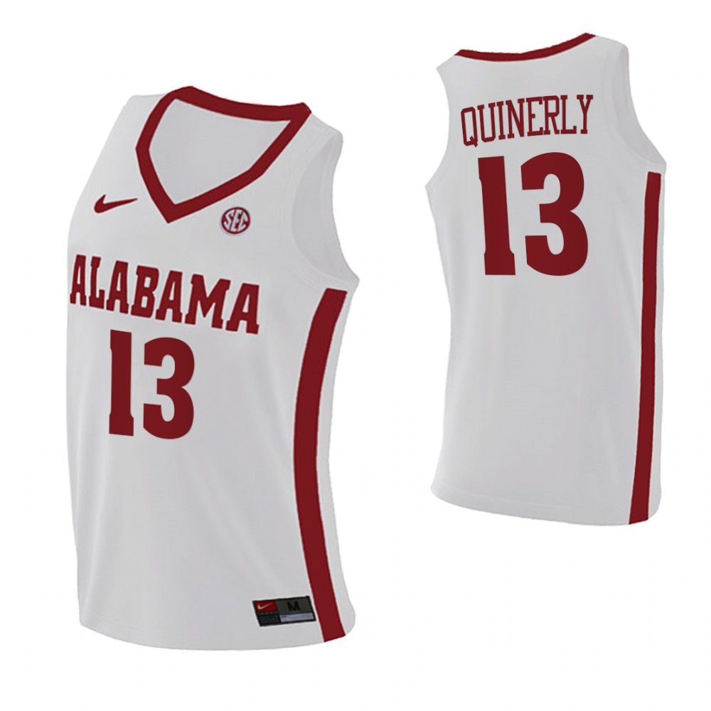 Alabama Crimson Tide 13 Jahvon Quinerly College Basketball Replica Jersey White