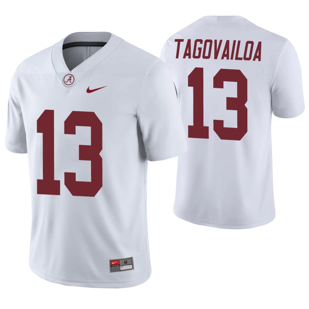 Alabama Crimson Tide 13 Tua Tagovailoa Game College Football Jersey White