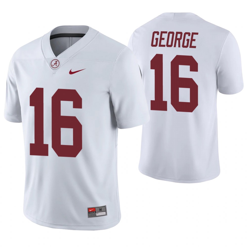 Alabama Crimson Tide 16 Jayden George Game College Football Jersey White