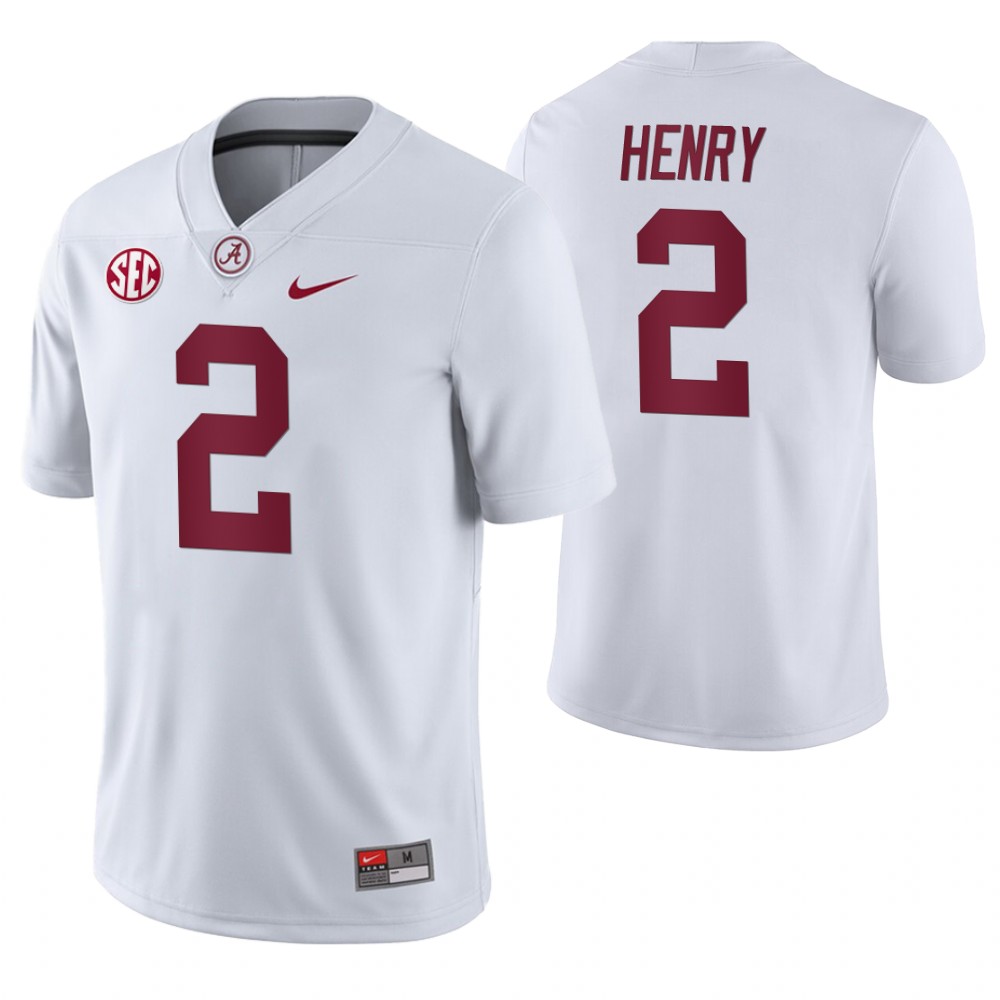 Alabama Crimson Tide 2 Derrick Henry Away Game College Football Jersey White