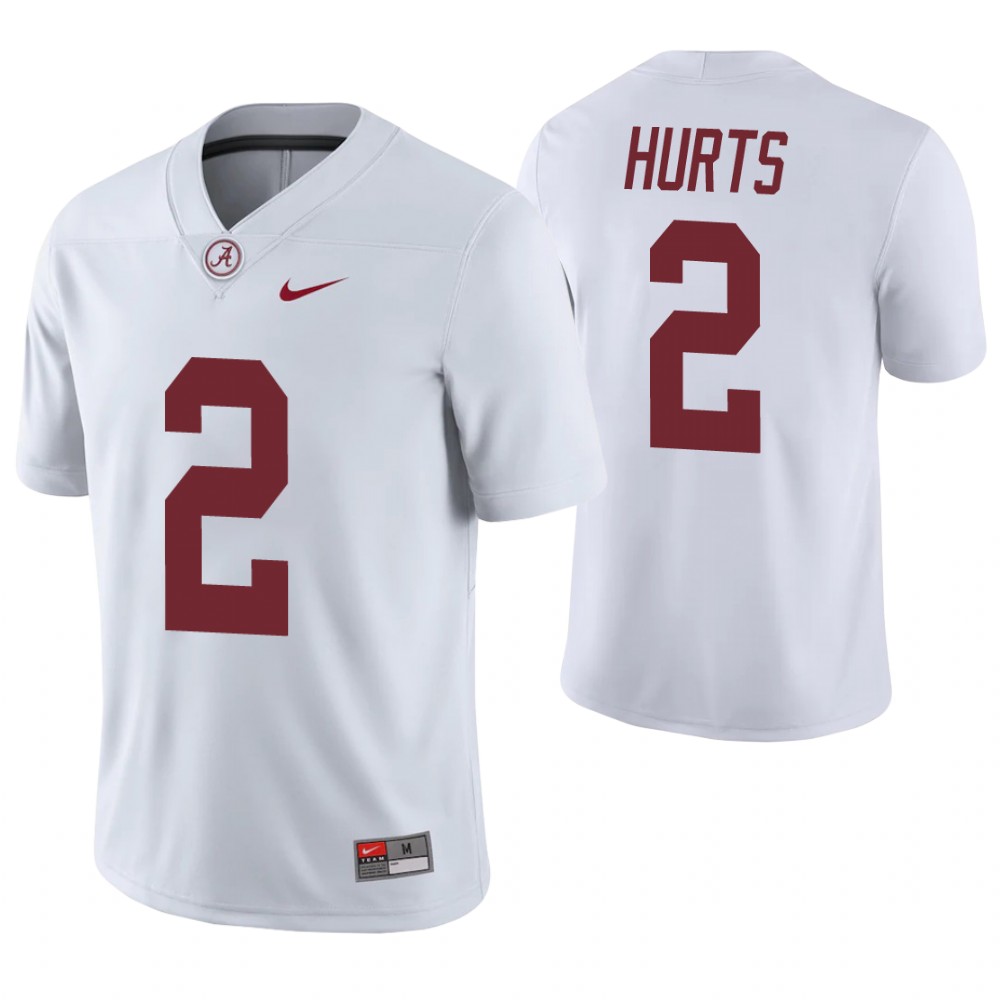 Alabama Crimson Tide 2 Jalen Hurts Game College Football Jersey White