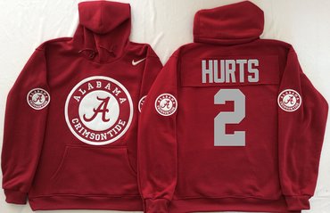 Alabama Crimson Tide 2 Jalen Hurts Red Men's Pullover Hoodie