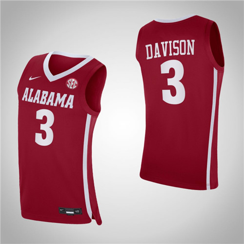 Alabama Crimson Tide 3 JD Davison College Basketball Jersey Red