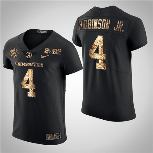 Alabama Crimson Tide 4 Brian Robinson Jr. Python Skin 2022 College Football Playoff Jersey Black