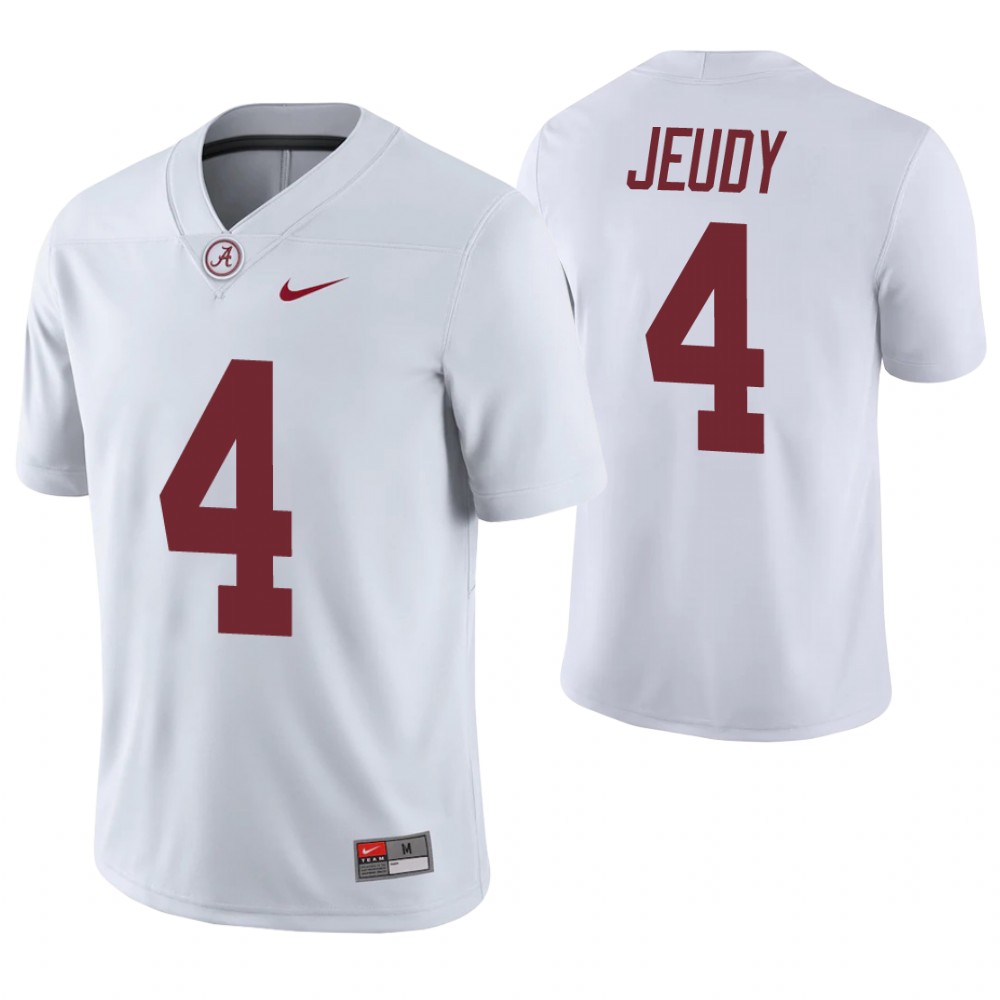 Alabama Crimson Tide 4 Jerry Jeudy Game College Football Jersey White