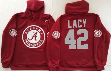 Alabama Crimson Tide 42 Eddie Lacy Red Men's Pullover Hoodie