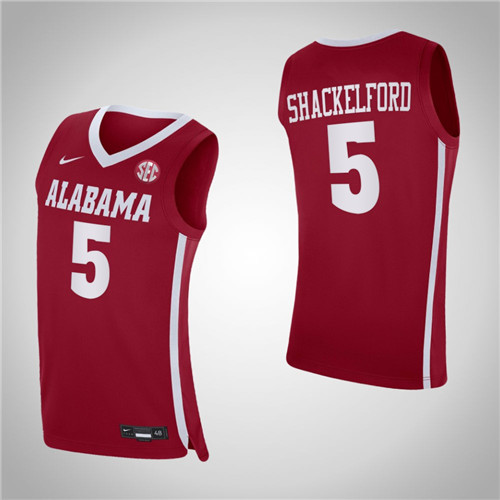 Alabama Crimson Tide 5 Jaden Shackelford College Basketball Jersey Red