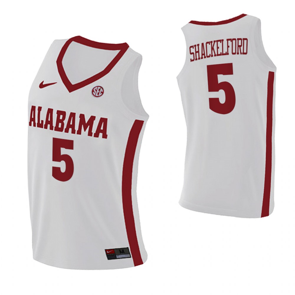 Alabama Crimson Tide 5 Jaden Shackelford College Basketball Swingman Jersey White