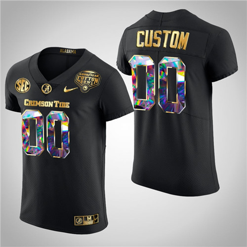 Alabama Crimson Tide Custom Golden Diamond Edition 2021 Cotton Bowl Jersey Black