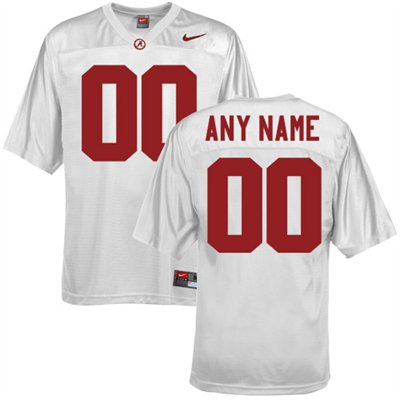 Alabama Crimson Tide White Customized Jerseys