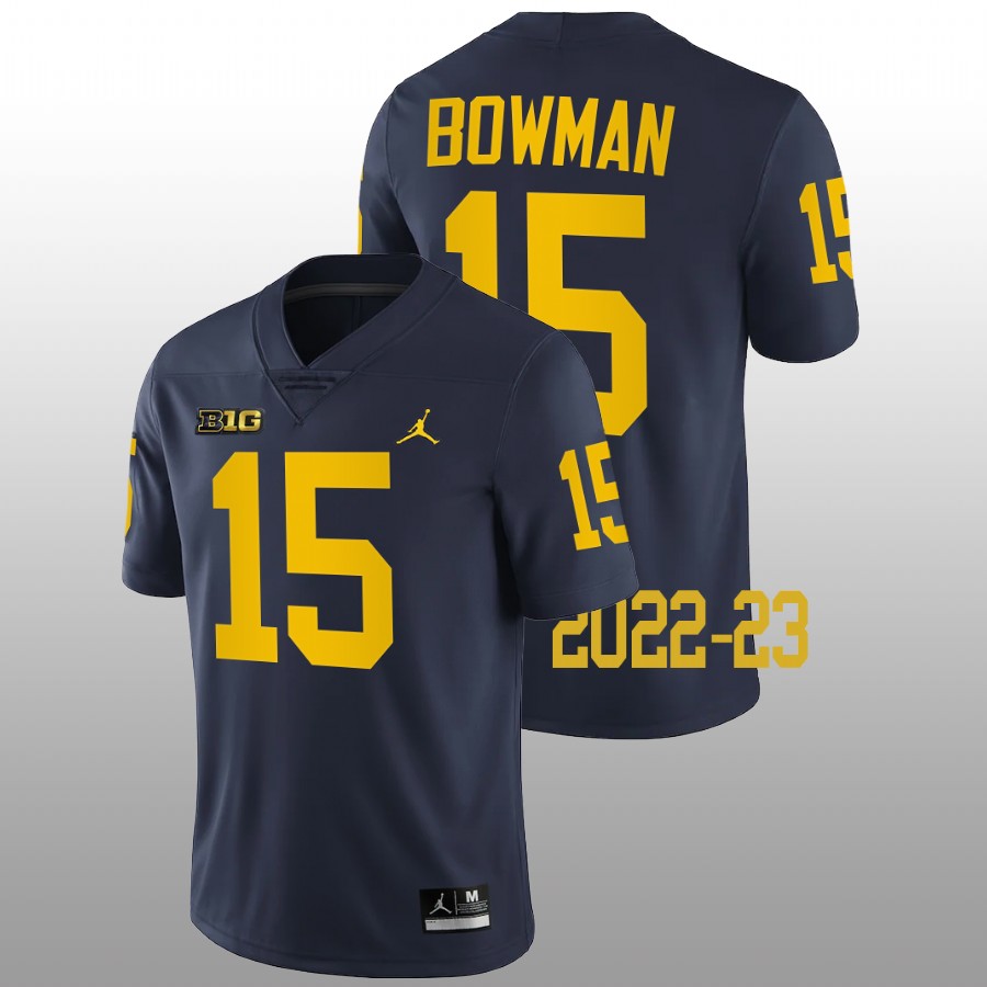 Alan Bowman Michigan Wolverines Navy 2022-23 College Football Game Jersey