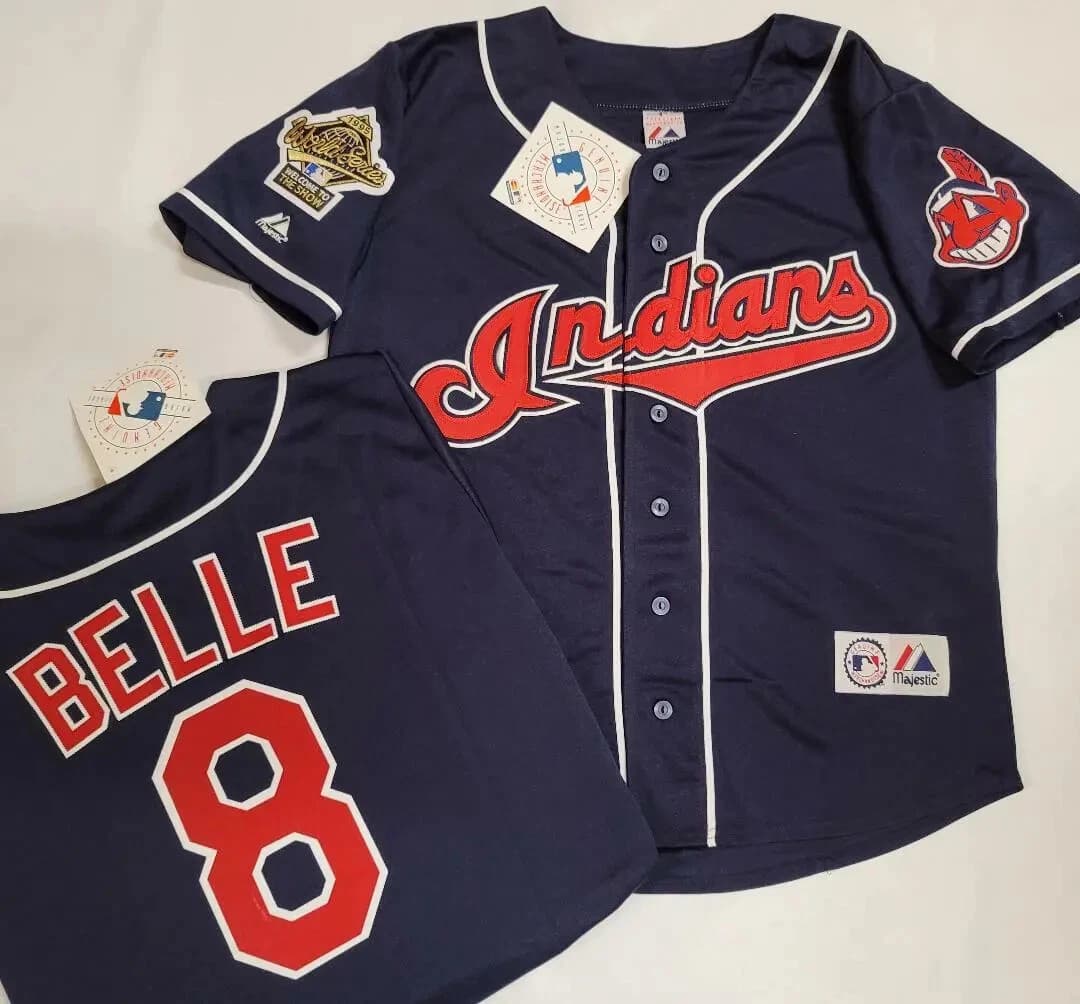 Albert Belle 1995 Cleveland Indians Home   World Series Men's Jersey