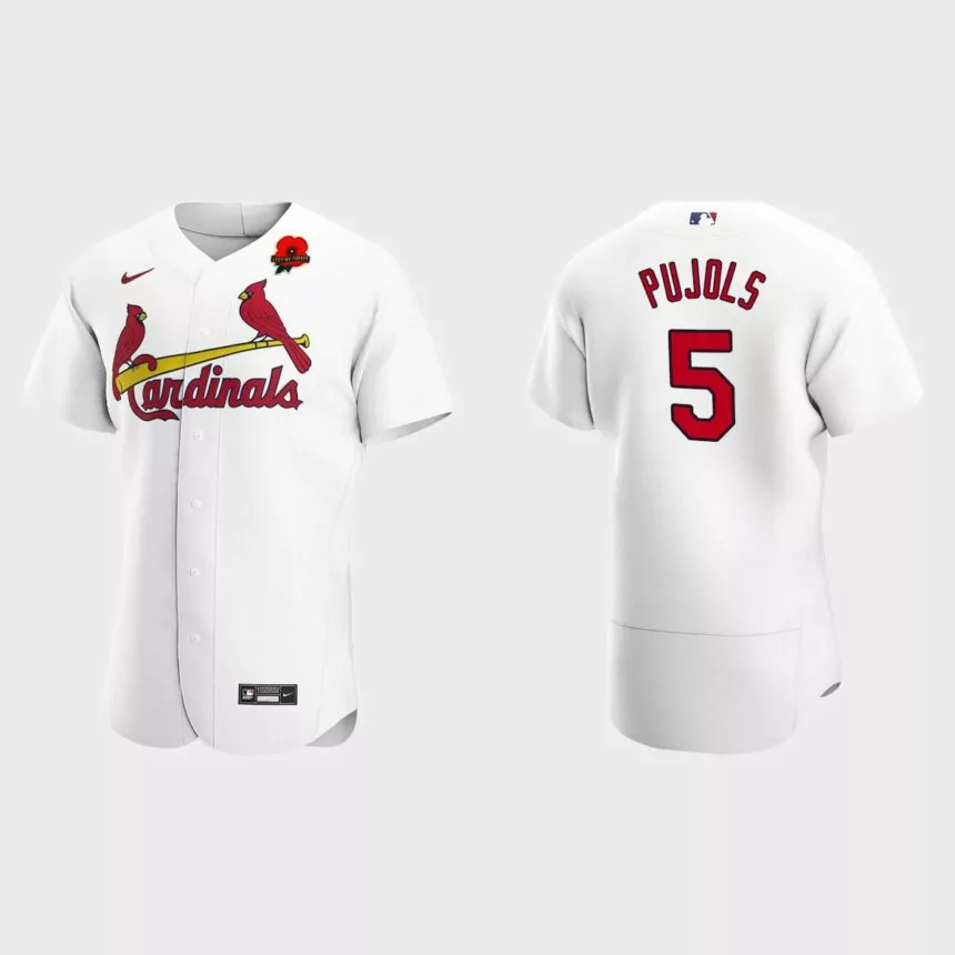Albert Pujols St. Louis Cardinals 2022 Memorial Day Poppy Patch Authentic Jersey – White