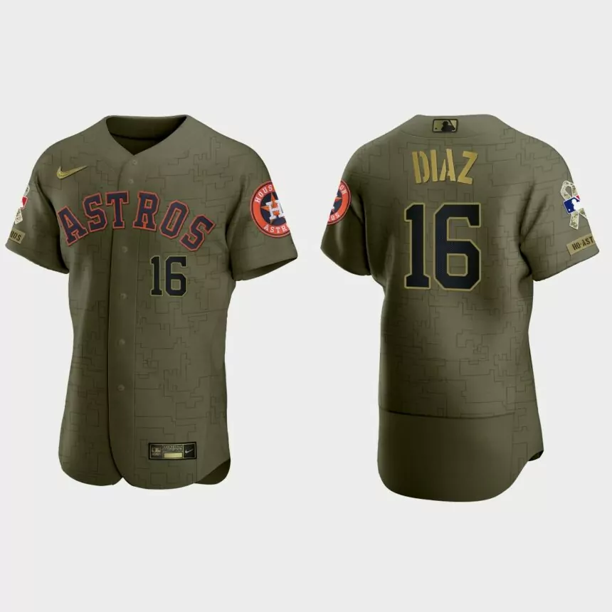 Aledmys Diaz Houston Astros 2021 Salute to Service Digital Camo Jersey – Green