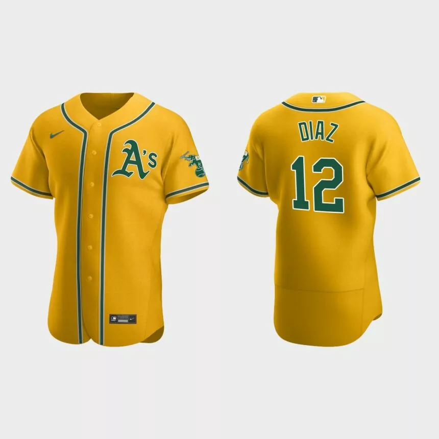 Aledmys Diaz Oakland Athletics Authentic Home Jersey – Gold