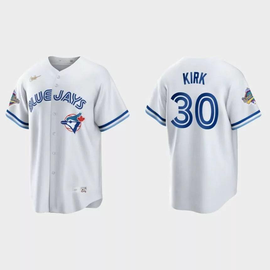 Alejandro Kirk Toronto Blue Jays 1992 World Series Patch Cooperstown Jersey – White