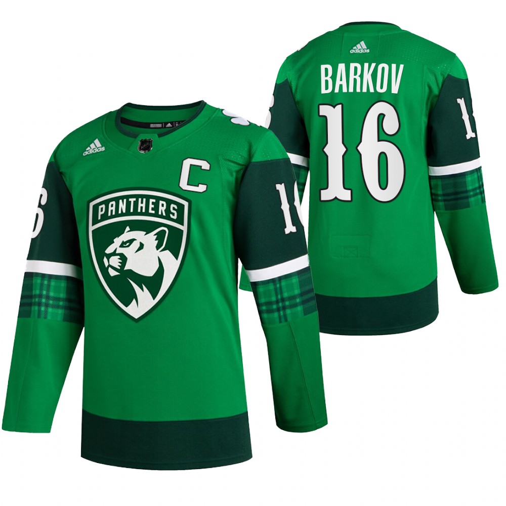 Aleksander Barkov St. Patricks Day Panthers Green #16 Jersey