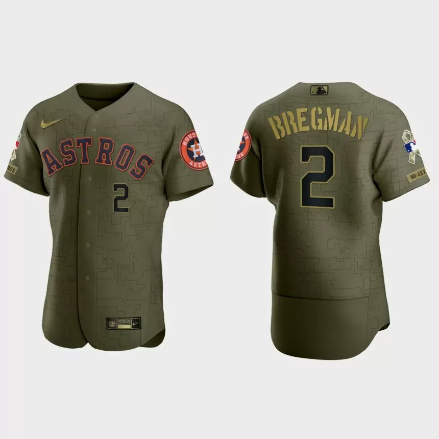 Alex Bregman Houston Astros 2021 Salute to Service Digital Camo Jersey – Green