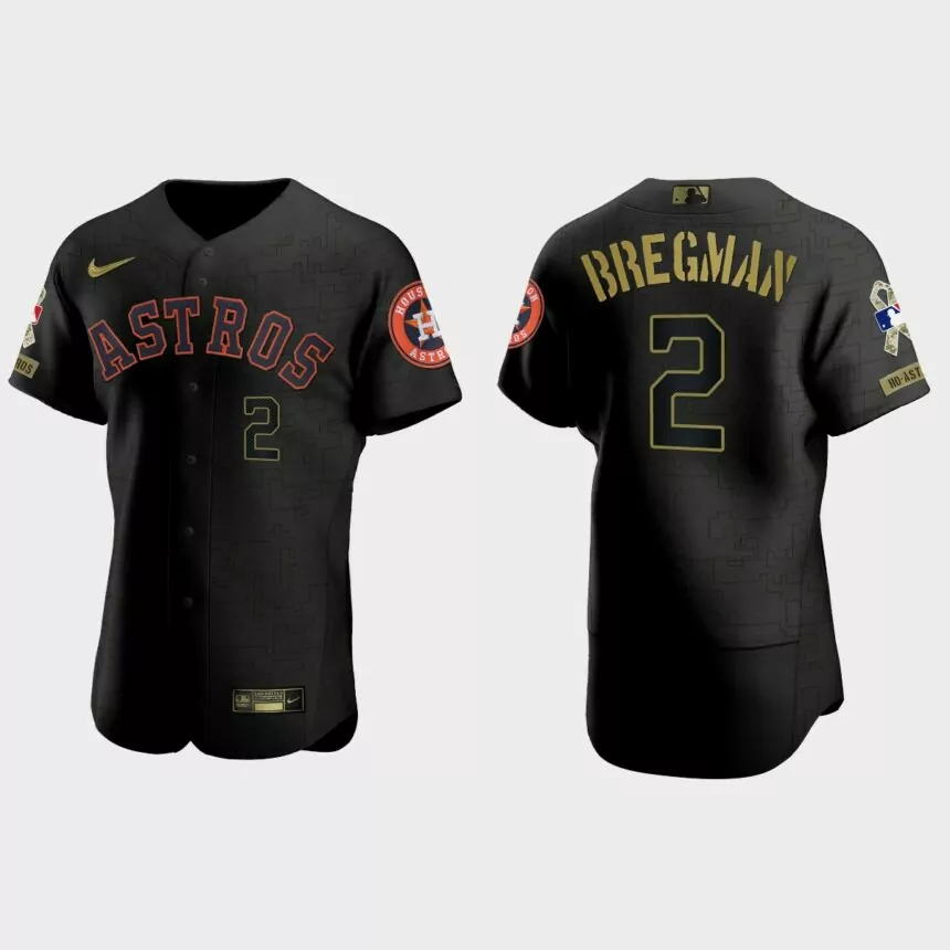 Alex Bregman Houston Astros 2021 Salute to Service Jersey – All Black