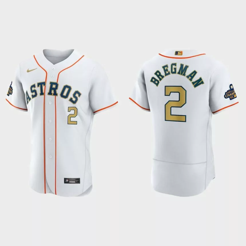 Alex Bregman Houston Astros 2023 Gold Collection Authentic Jersey – White