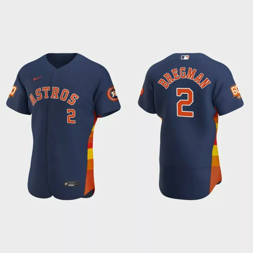 Alex Bregman Houston Astros 60th Anniversary Authentic Jersey – Navy