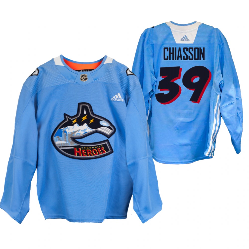 Alex Chiasson Canucks Community Heroes Jersey Blue Warm Up
