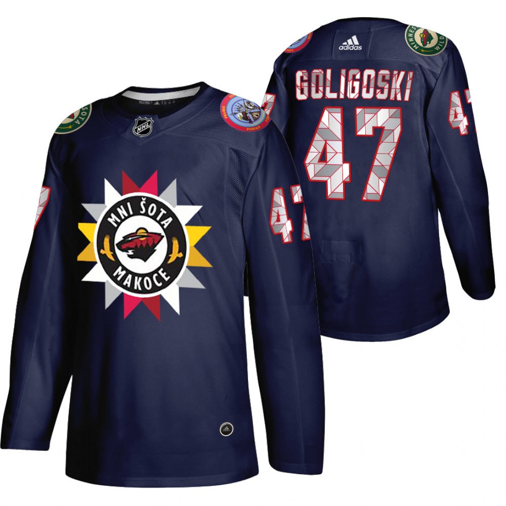 Alex Goligoski Jersey Minnesota Wild Native American Heritage Day Navy 2021-22 Men