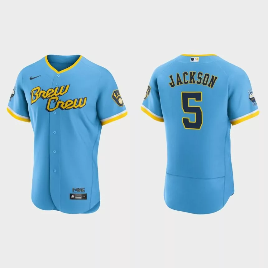 Alex Jackson Milwaukee Brewers 2022 City Connect Authentic Jersey – Powder Blue