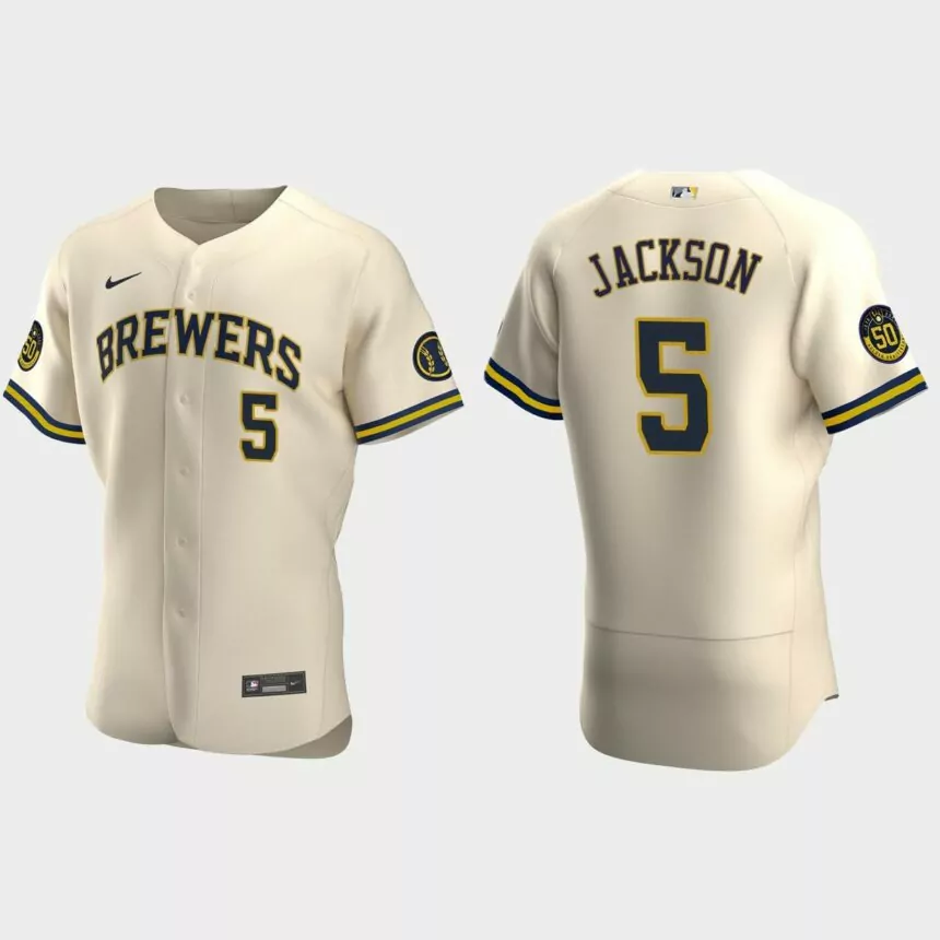 Alex Jackson Milwaukee Brewers Authentic Alternate Jersey – Cream