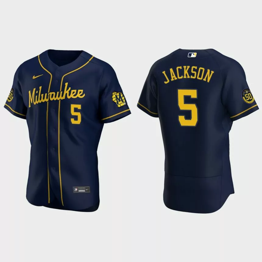 Alex Jackson Milwaukee Brewers Authentic Alternate Jersey – Navy