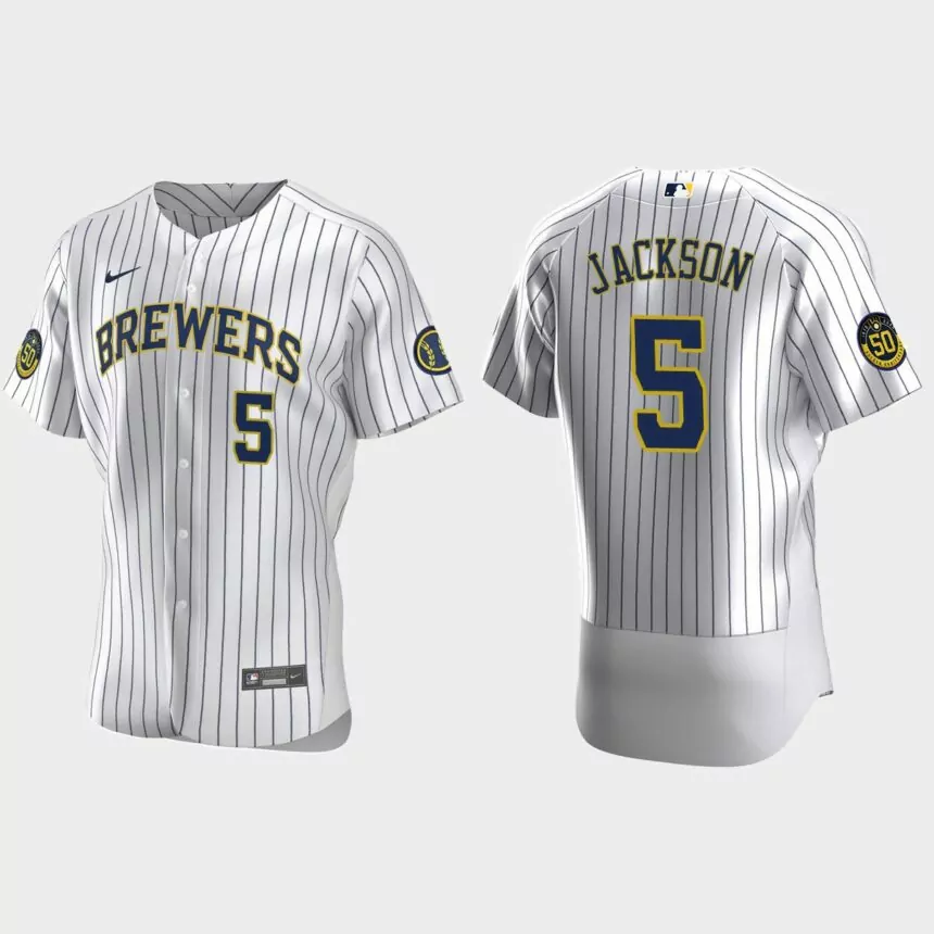 Alex Jackson Milwaukee Brewers Authentic Home Jersey – White