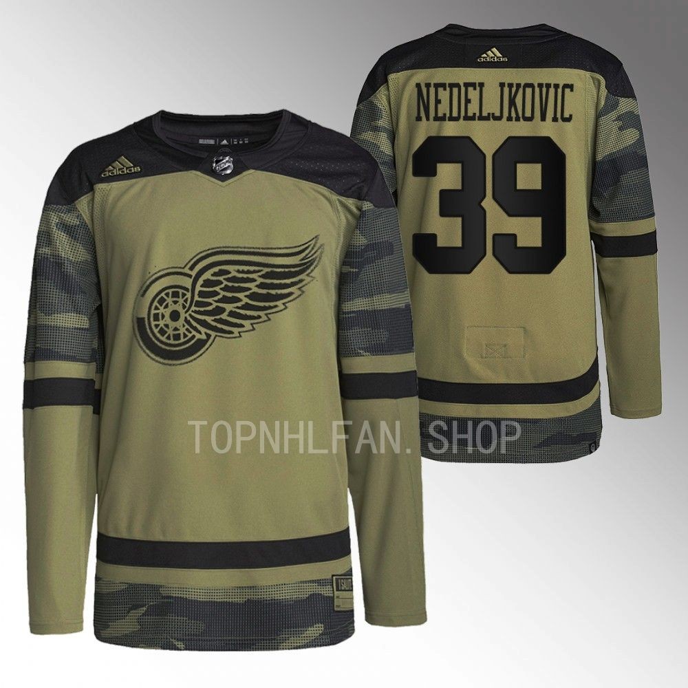 Alex Nedeljkovic 2022 Detroit Red Wings Camo Veterans Day Warmup Jersey