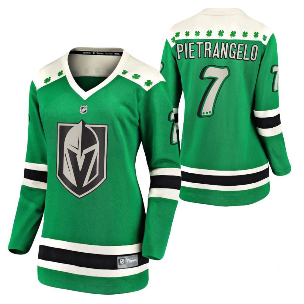 Alex Pietrangelo #7 Golden Knights 2021 St. Patrick's Day Women Jersey Green