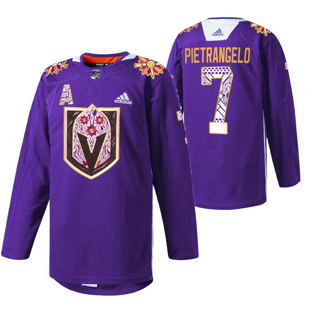 Alex Pietrangelo Jersey Vegas Golden Knights Hispanic Heritage 2021 Purple Warmup