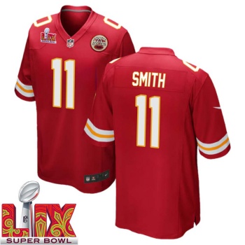 Alex Smith No 11 Men Super Bowl LIX Kansas City Chiefs Home Game 2025 Jersey- Replica