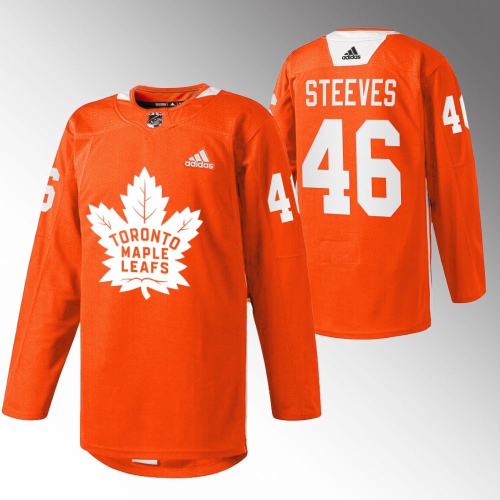 Alex Steeves Maple Leafs Every Child Matters Jersey Orange Warmup