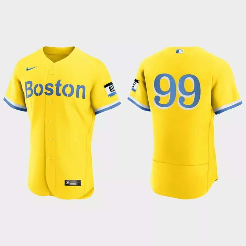 Alex Verdugo Boston Red Sox 2021 City Connect Authentic Jersey – Gold Light Blue