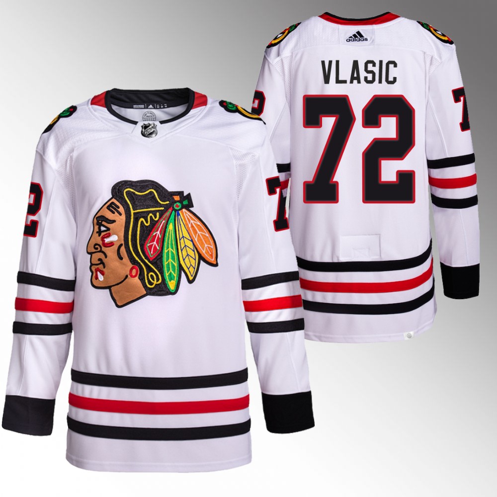 Alex Vlasic 2022-23 Chicago Blackhawks White Primegreen Authentic Away Jersey