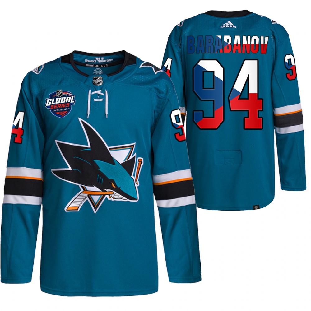 Alexander Barabanov San Jose Sharks Teal 2022 NHL Global Series Czech Republic Challenge Jersey