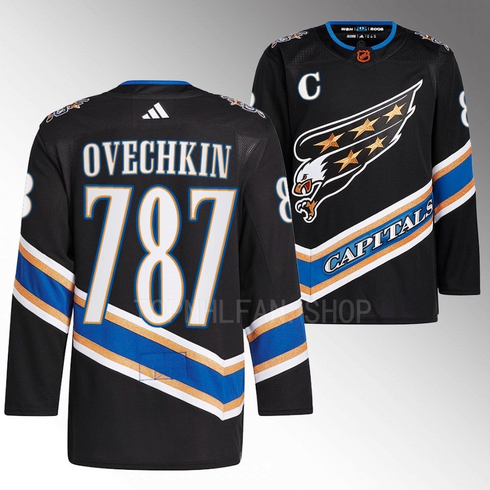 Alexander Ovechkin 2022 Washington Capitals Black 787th career goal Reverse Retro 2.0 Jersey