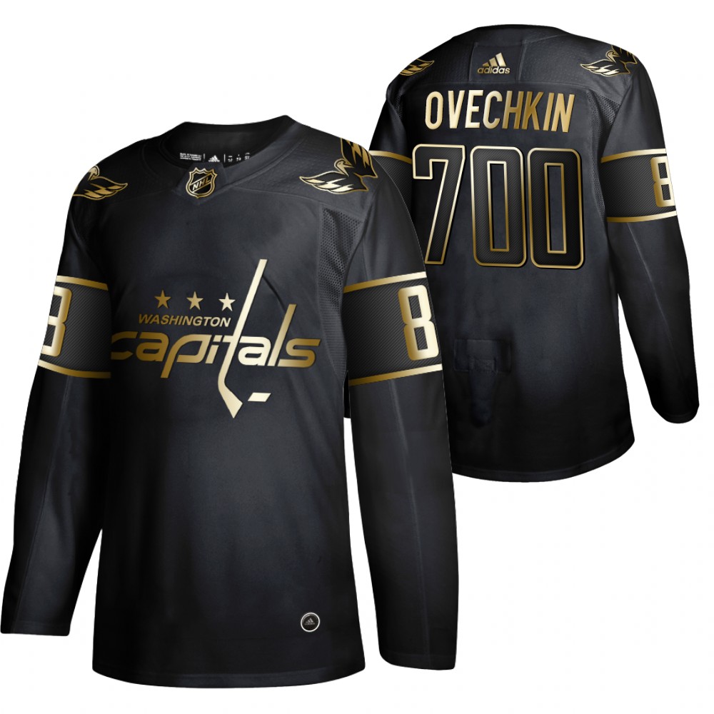 Alexander Ovechkin 700 Goals Capitals Black Golden Limited Jersey