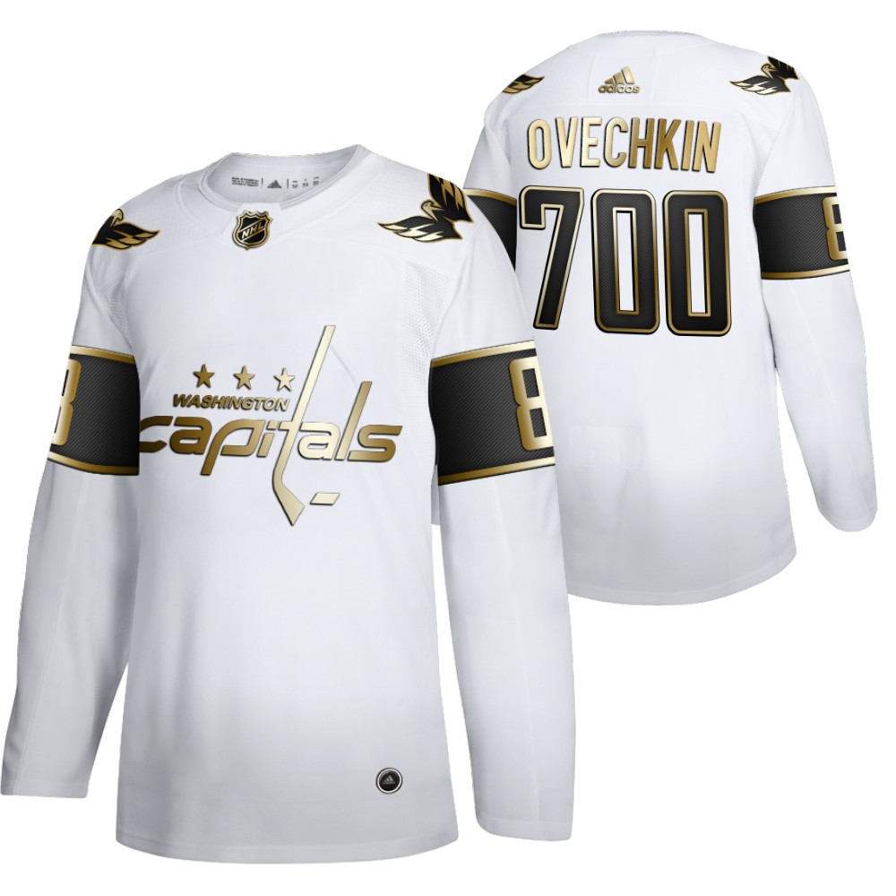 Alexander Ovechkin 700 Goals Capitals White Golden Limited Jersey