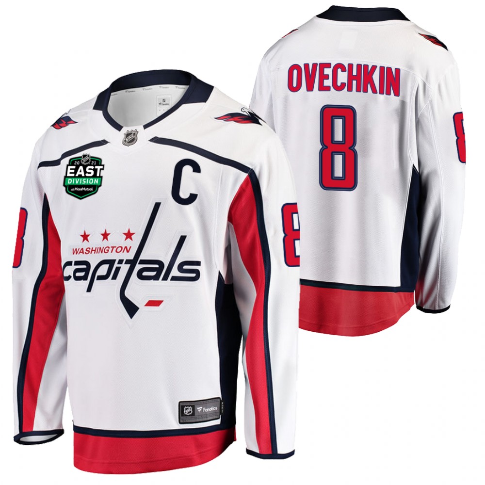 Alexander Ovechkin Capitals 2021 East Division Patch Jersey White Away