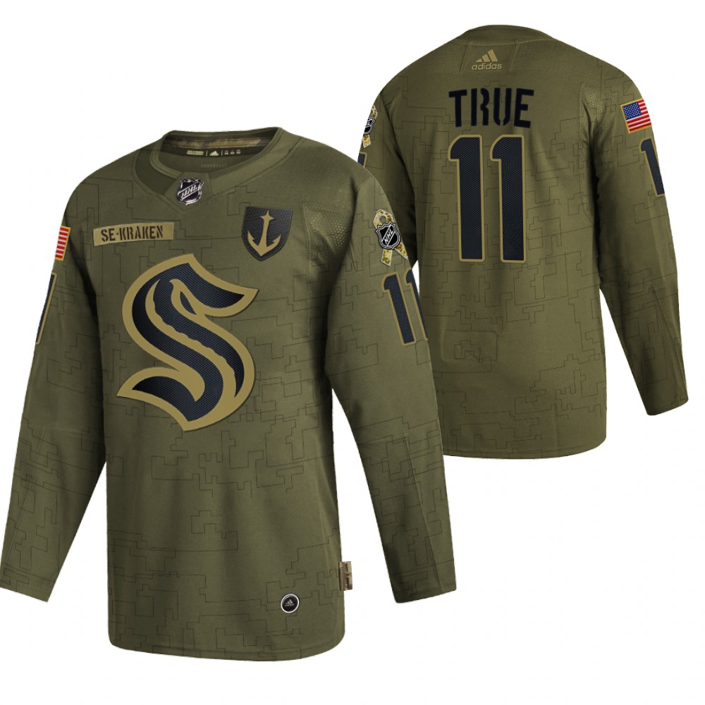 Alexander True Kraken Veterans Day 2021 Olive Military Appreciation Jersey