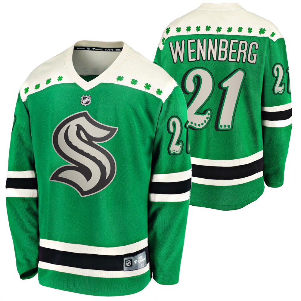 Alexander Wennberg 2022 St. Patrick Kraken Green #21 Jersey