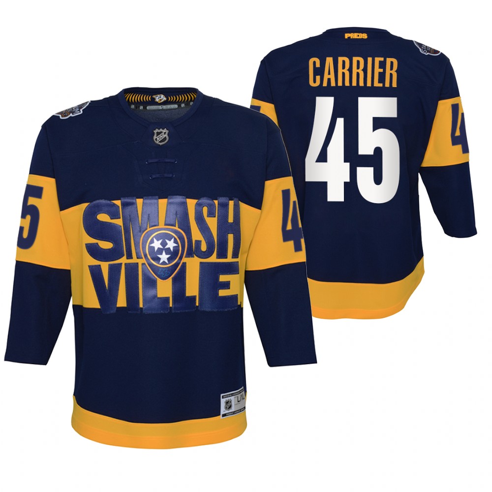 Alexandre Carrier Nashville Predators Navy 2022 Stadium Series Youth Jersey Primegreen Authentic
