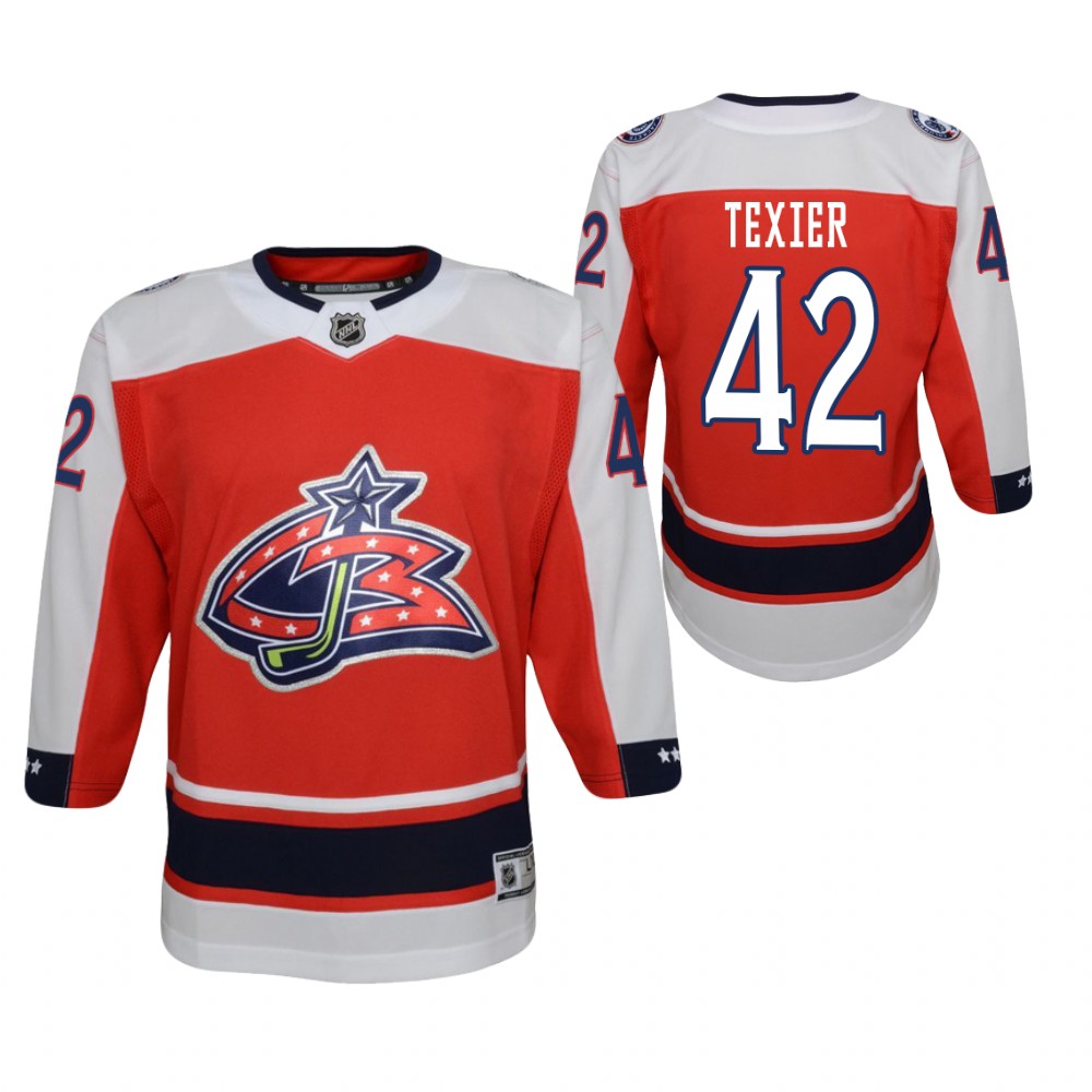Alexandre Texier Columbus Blue Jackets 2021 Reverse Retro Red Youth Jersey Replica