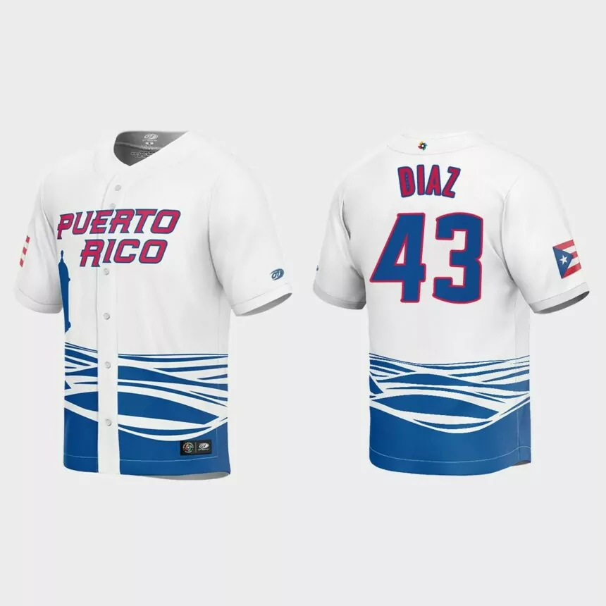 Alexis Diaz Puerto Rico Baseball 2023 World Baseball Classic Jersey – White
